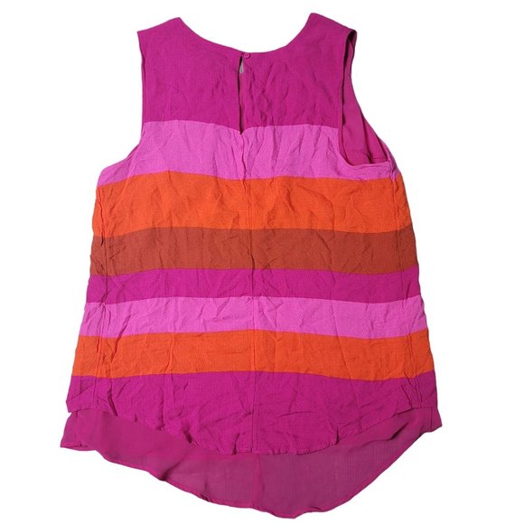 Ava & Viv Pink Colorblock Keyhole Back Layered Tank Top Womens Plus Size 1X - Picture 2 of 4